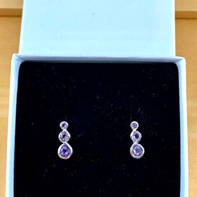 Boxed gift/amethyst earrings/sterling silver amethyst earrings/purple gemstone earrings/amethyst jewellery/amethyst jewelry/uk