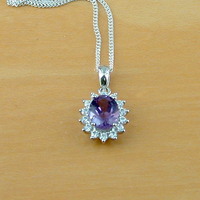 Sterling Silver Amethyst Pendant & Chain/Silver Amethyst Necklace UK/Amethyst Jewellery/Amethyst Jewelry/February Birthstone/Amethyst Gift - Thumbnail 7