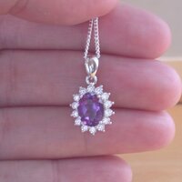 BOXED GIFT SET/Sterling Silver Amethyst Pendant & Chain/Silver Amethyst Necklace UK/Amethyst Jewellery/Amethyst Jewelry/February Birthstone/UK - Thumbnail 3