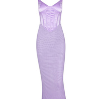 Sexy V-neck fishbone suspenders temperament slim backless slit midi dress - Thumbnail 4