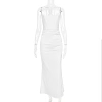 Sexy fishbone tube top slim backless long skirt autumn and winter velvet dress - Thumbnail 7
