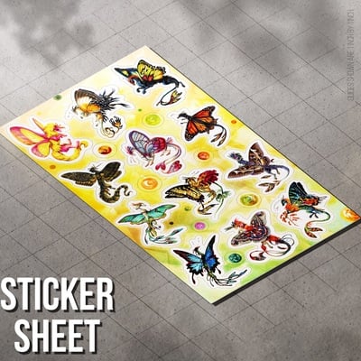 Butterfly dragon sticker sheet - Thumbnail 1