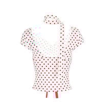 Fashionable, fresh and sweet polka dot lace-up bow girly style slim T-shirt - Thumbnail 1