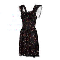 Retro Hepburn style fashionable sexy lace suspenders fruit print waist dress - Thumbnail 1