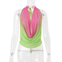 Sexy halterneck vest with gradient colorblocking - Thumbnail 4