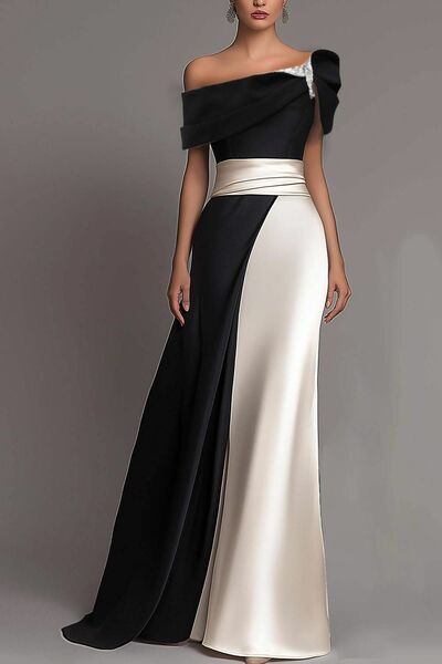 Black and White Mermaid Prom Dress Evening Formal  Gown