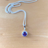 BOXED GIFT SET/Sterling Silver Amethyst Pendant & Chain/Amethyst Necklace/Amethyst Jewellery/Amethyst Earrings/UK - Thumbnail 1