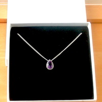 BOXED GIFT/Sterling Silver Amethyst & Cz Teardrop Pendant & Chain/Amethyst Necklace/Amethyst Jewellery/Amethyst Jewelry/UK - Thumbnail 7