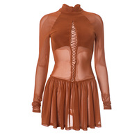 Fashionable see-through hollowed-out hip dress - Thumbnail 4