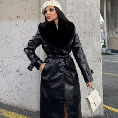 Luxury leather jacket with fur trim – timeless style & warmth