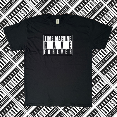 Time machine rave parental advisory t-shirt (white print)