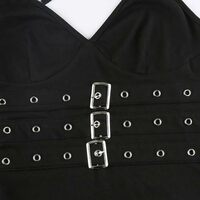 Bandage Crop Top Black Backless Top Lace Up  - Thumbnail 1
