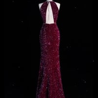 Elegant Purple Sequin Evening Gown,Sparkly Mermaid Prom Dress, Luxury Formal Party Dress - Thumbnail 3