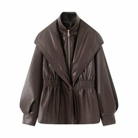 Washed distressed faux leather two-piece jacket - Thumbnail 2