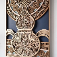 Gourd Wall Art: Blessing Motifs, Modern Home Decor,Laser Cut Wood  - Thumbnail 2