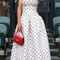 Strapless A Line Black Polka Dots Prom Dresses  - Thumbnail 1