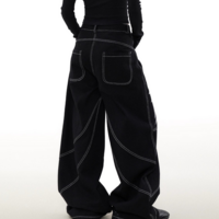Retro Embroidery  Wide-leg Denim Pants - Thumbnail 3
