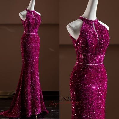 Elegant Purple Sequin Evening Gown,Sparkly Mermaid Prom Dress,Luxury Formal Party Dress