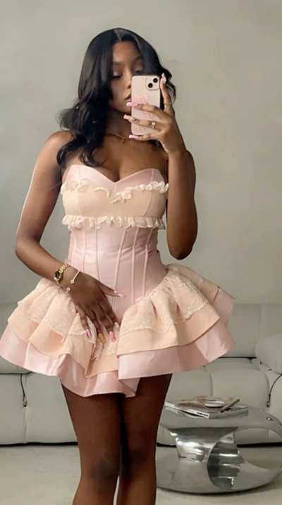 Sweetheart Pink Stain Birthday Dress Homecoming Dress Short 