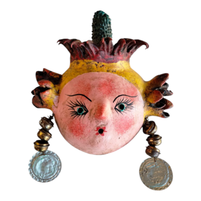 Coconut mask. collectibles. home decoration. wall decoration. interior decoration. mexican mask. mexican craft. mexican folk art.