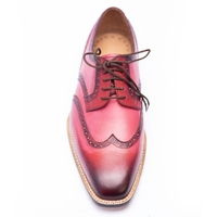 Crafted Leather Classic Pink Black Shaded Leather Oxford Dress Shoes - Thumbnail 3