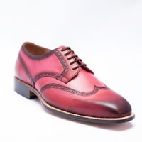 Crafted Leather Classic Pink Black Shaded Leather Oxford Dress Shoes - Thumbnail 4