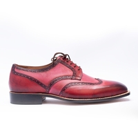 Crafted Leather Classic Men Pink Black Shaded Leather Wingtip Oxford Dress Shoes - Thumbnail 6