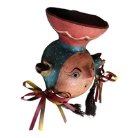Coconut mask. Collectibles. Home decoration. Wall decoration. Interior decoration. Mexican mask. Mexican craft. Mexican Folk Art. - Thumbnail 2