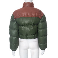 Solid color round neck zipper long sleeve slim fit pocket bread cotton coat - Thumbnail 4