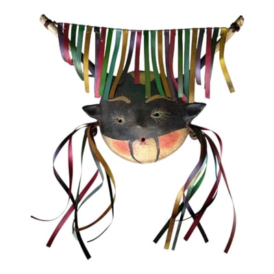 Coconut mask. collectibles. home decoration. wall decoration. interior decoration. mexican mask. mexican craft. mexican folk art.
