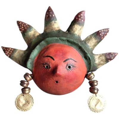 Coconut mask. collectibles. home decoration. wall decoration. interior decoration. mexican mask. mexican craft. mexican folk art.