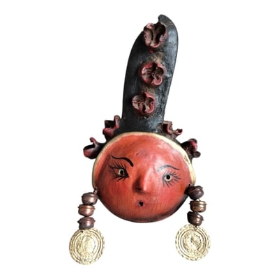 Coconut mask. collectibles. home decoration. wall decoration. interior decoration. mexican mask. mexican craft. mexican folk art.