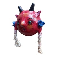 Vibrant Coconut mask. Collectibles. Home decoration. Wall decoration. Interior decoration. Mexican mask. Mexican craft. Mexican Folk Art. - Thumbnail 2