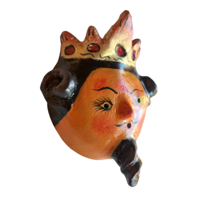 Vibrant coconut mask. collectibles. home decoration. wall decoration. interior decoration. mexican mask. mexican craft. mexican folk art.