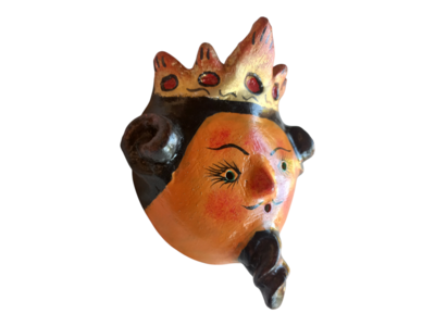 Vibrant Coconut mask. Collectibles. Home decoration. Wall decoration. Interior decoration. Mexican mask. Mexican craft. Mexican Folk Art.