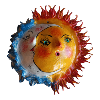 Vibrant coconut mask. collectibles. home decoration. wall decoration. interior decoration. mexican mask. mexican craft. mexican folk art.