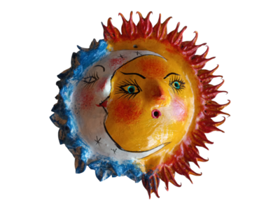 Vibrant Coconut mask. Collectibles. Home decoration. Wall decoration. Interior decoration. Mexican mask. Mexican craft. Mexican Folk Art.