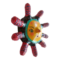Vibrant Coconut mask. Collectibles. Home decoration. Wall decoration. Interior decoration. Mexican mask. Mexican craft. Mexican Folk Art. - Thumbnail 2