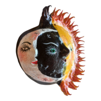 Vibrant Coconut mask. Collectibles. Home decoration. Wall decoration. Interior decoration. Mexican mask. Mexican craft. Mexican Folk Art. - Thumbnail 1