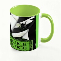 Large Color "BEETLEJUICE BEETLEJUICE" Green & Black Striped Coffee Mug (15oz) | Free Ship - Thumbnail 4