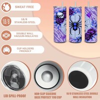Gothic Purple Spider Web & Skull Rose Garden 20oz Stainless Tumbler | Free Ship - Thumbnail 1