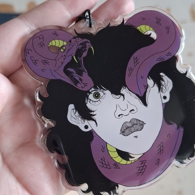 "snake" acrylic epoxy keychain
