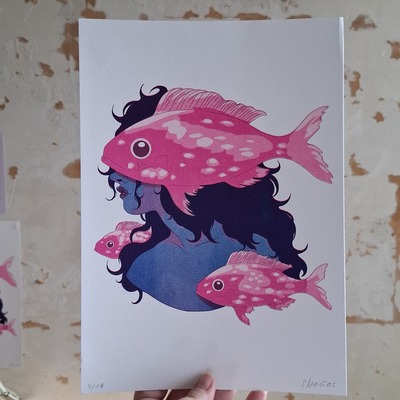 "underwater" (a4 riso print)