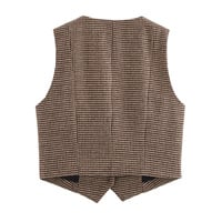 Street Fashion Casual Plaid Vest - Thumbnail 2