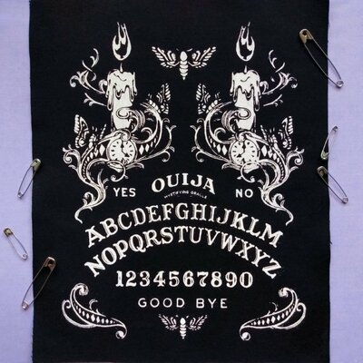 Moths & candles ouija board goth punk horror back patc