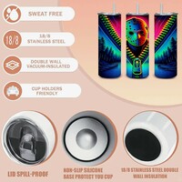 Friday the 13th Movie | Neon Cyber-Horror Jason Tumbler | 20oz Skinny Stainless Steel Travel Mug - Thumbnail 3