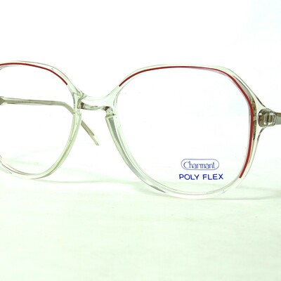 Mrs doubtfire 1980's vintage clear and red pink big eyeglasses