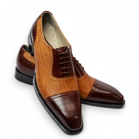 Crafted Leather Handmade Men Brown Leather Oxford Dress Shoes - Thumbnail 1