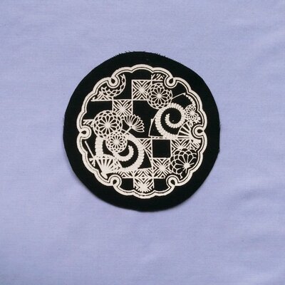 Japanese crest with fans & kiku flowers patch