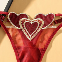 Sexy Love Heart Embroidery Mesh Sheer Naughty Briefs Women's Underwear Thong Seamless Panties T-Back Lingerie Underpants  - Thumbnail 4